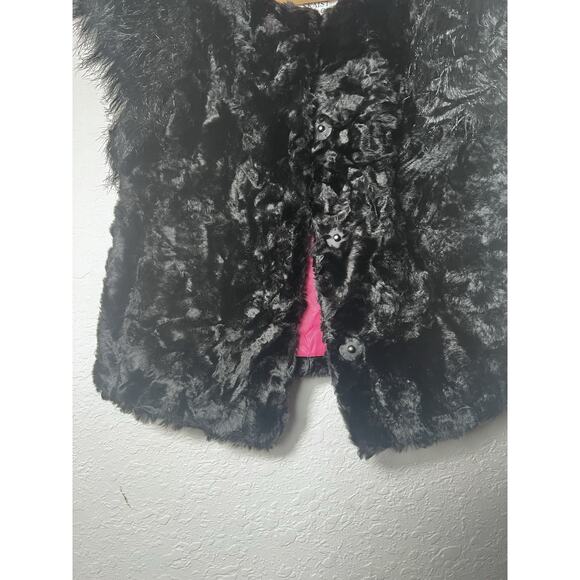 NEIMAN MARCUS/TARGET Faux Fur Vest Sz XS Black Skaist Taylor Crop Boho - Picture 5 of 10